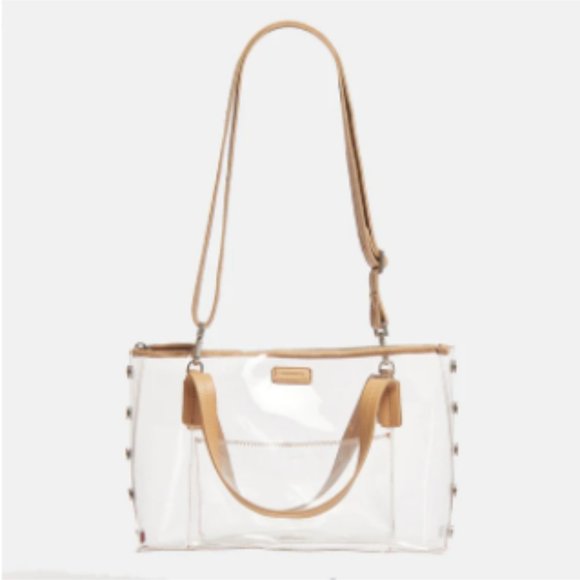 Hammitt Bags Hammitt Addie Medium Clear Tote Crossbody With Tan